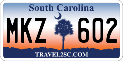 SC license plate MKZ602