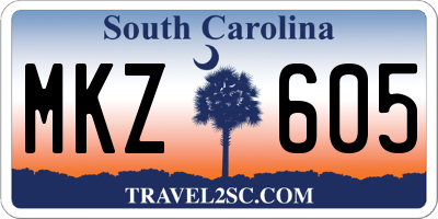 SC license plate MKZ605