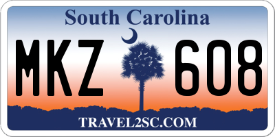 SC license plate MKZ608