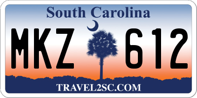 SC license plate MKZ612