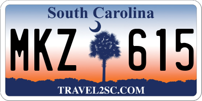 SC license plate MKZ615