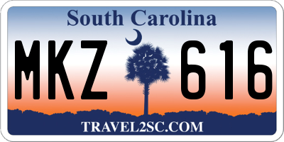 SC license plate MKZ616