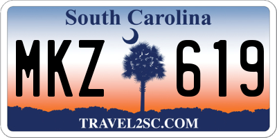 SC license plate MKZ619