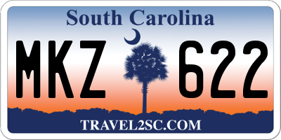 SC license plate MKZ622