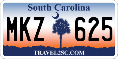 SC license plate MKZ625