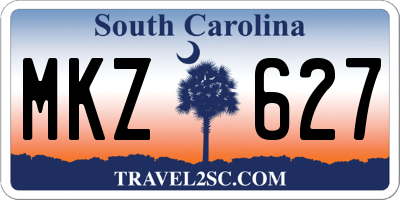 SC license plate MKZ627
