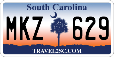 SC license plate MKZ629
