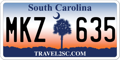 SC license plate MKZ635
