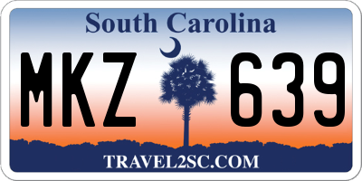SC license plate MKZ639