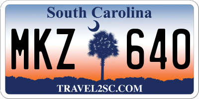 SC license plate MKZ640