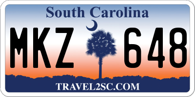 SC license plate MKZ648