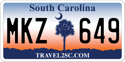 SC license plate MKZ649