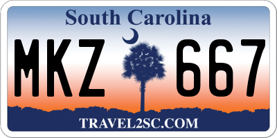 SC license plate MKZ667