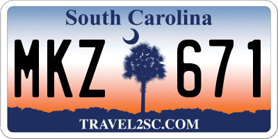 SC license plate MKZ671