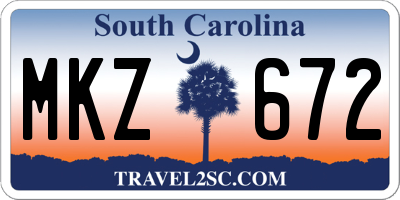 SC license plate MKZ672