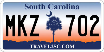 SC license plate MKZ702