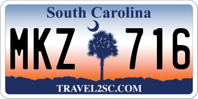 SC license plate MKZ716