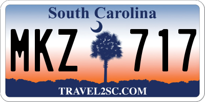SC license plate MKZ717
