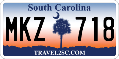 SC license plate MKZ718