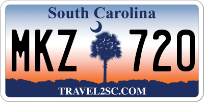 SC license plate MKZ720