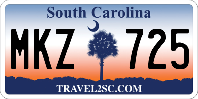 SC license plate MKZ725