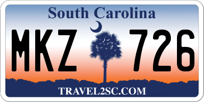 SC license plate MKZ726