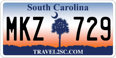 SC license plate MKZ729