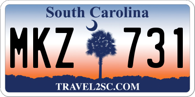 SC license plate MKZ731