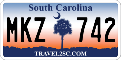 SC license plate MKZ742