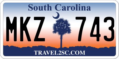 SC license plate MKZ743