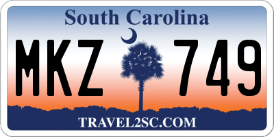 SC license plate MKZ749