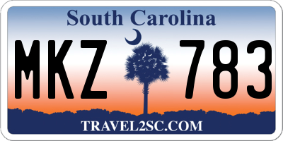 SC license plate MKZ783