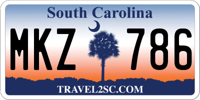 SC license plate MKZ786