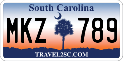 SC license plate MKZ789