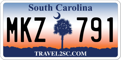 SC license plate MKZ791