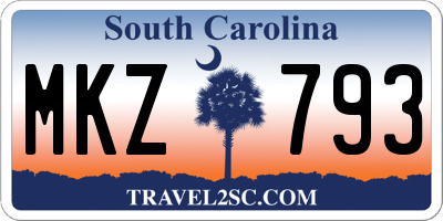 SC license plate MKZ793
