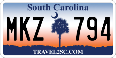 SC license plate MKZ794