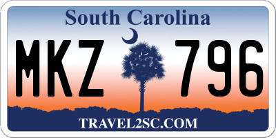 SC license plate MKZ796