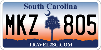 SC license plate MKZ805