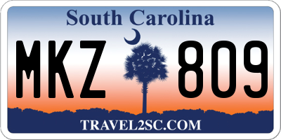 SC license plate MKZ809