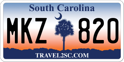 SC license plate MKZ820