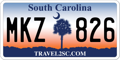 SC license plate MKZ826