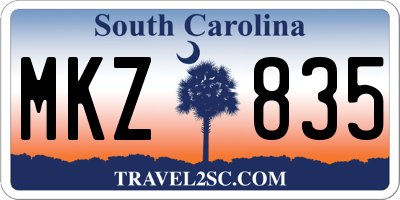 SC license plate MKZ835