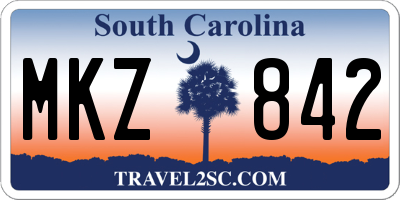 SC license plate MKZ842
