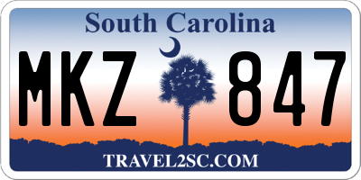 SC license plate MKZ847