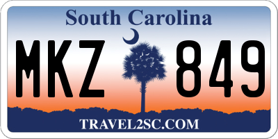 SC license plate MKZ849