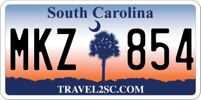 SC license plate MKZ854
