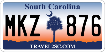 SC license plate MKZ876