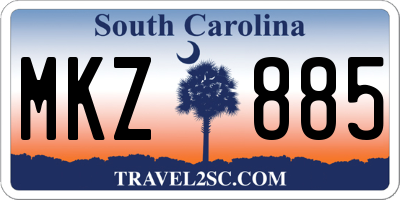 SC license plate MKZ885