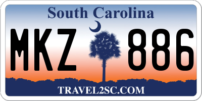 SC license plate MKZ886